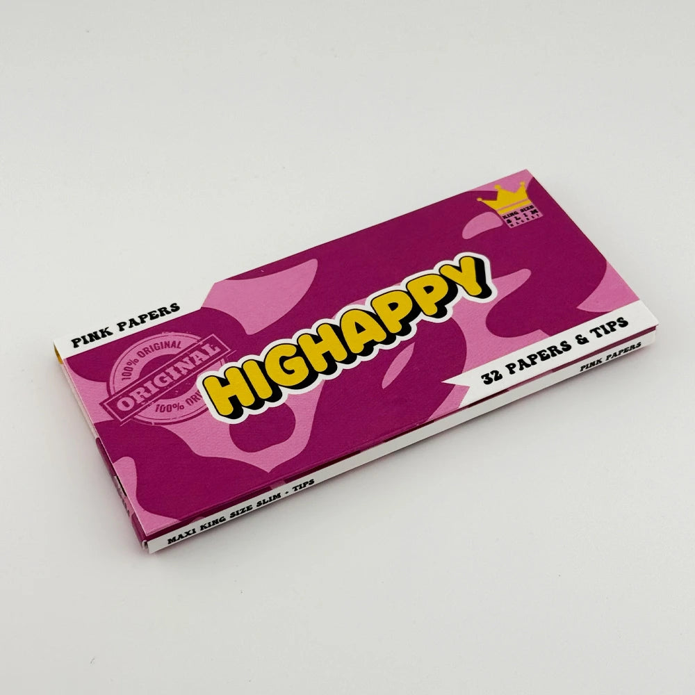 Maxi Pack Pink Papers und Tips von Highappy, geschlossene Verpackung mit rosa Papier- und Tip-Designs.