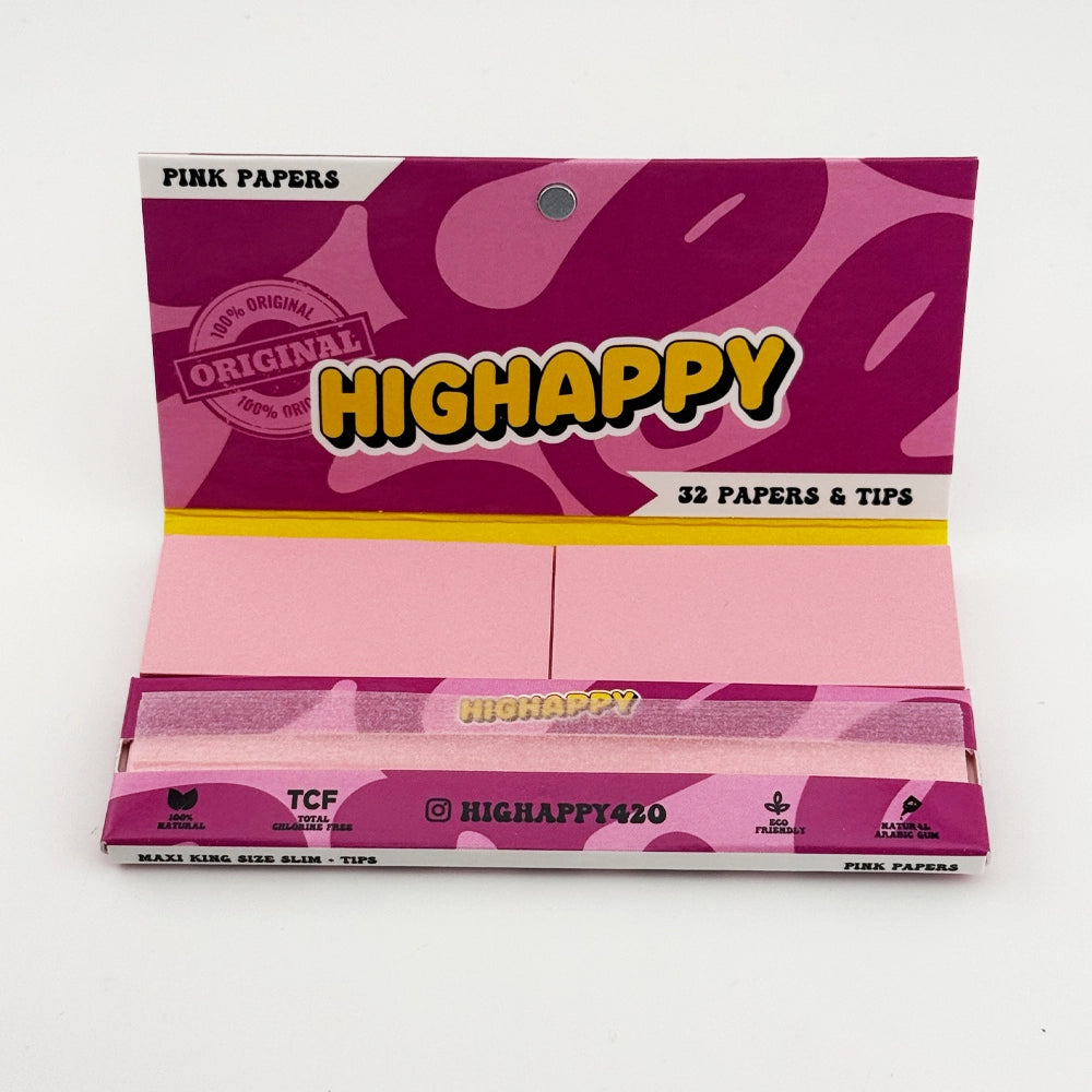 Highappy Maxi Pack pinke Papiere und Tips, offene Packung mit rosa Papier und Tip-Formen für kreative Bastelarbeiten