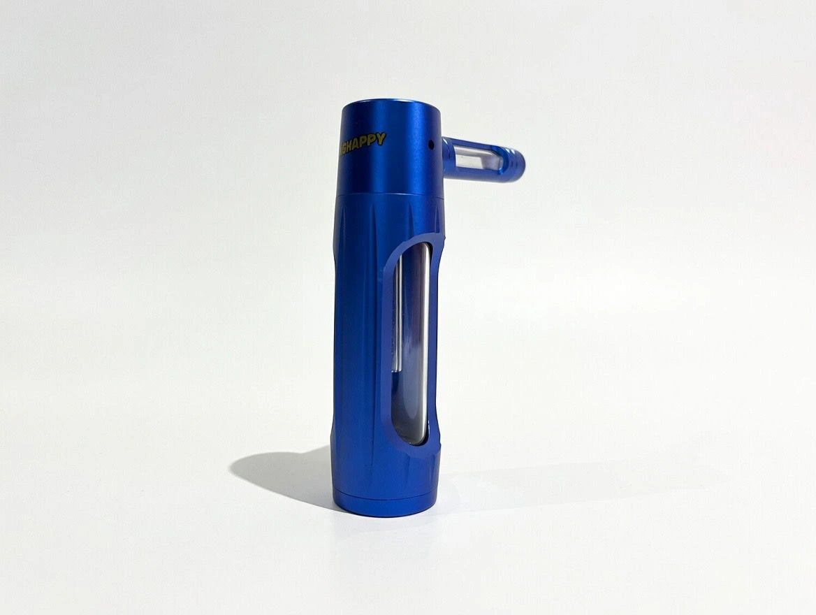Blaue tragbare Pfeife von Highappy, handliches Bubbler mit klarer Glasstruktur für angenehmes Raucherlebnis