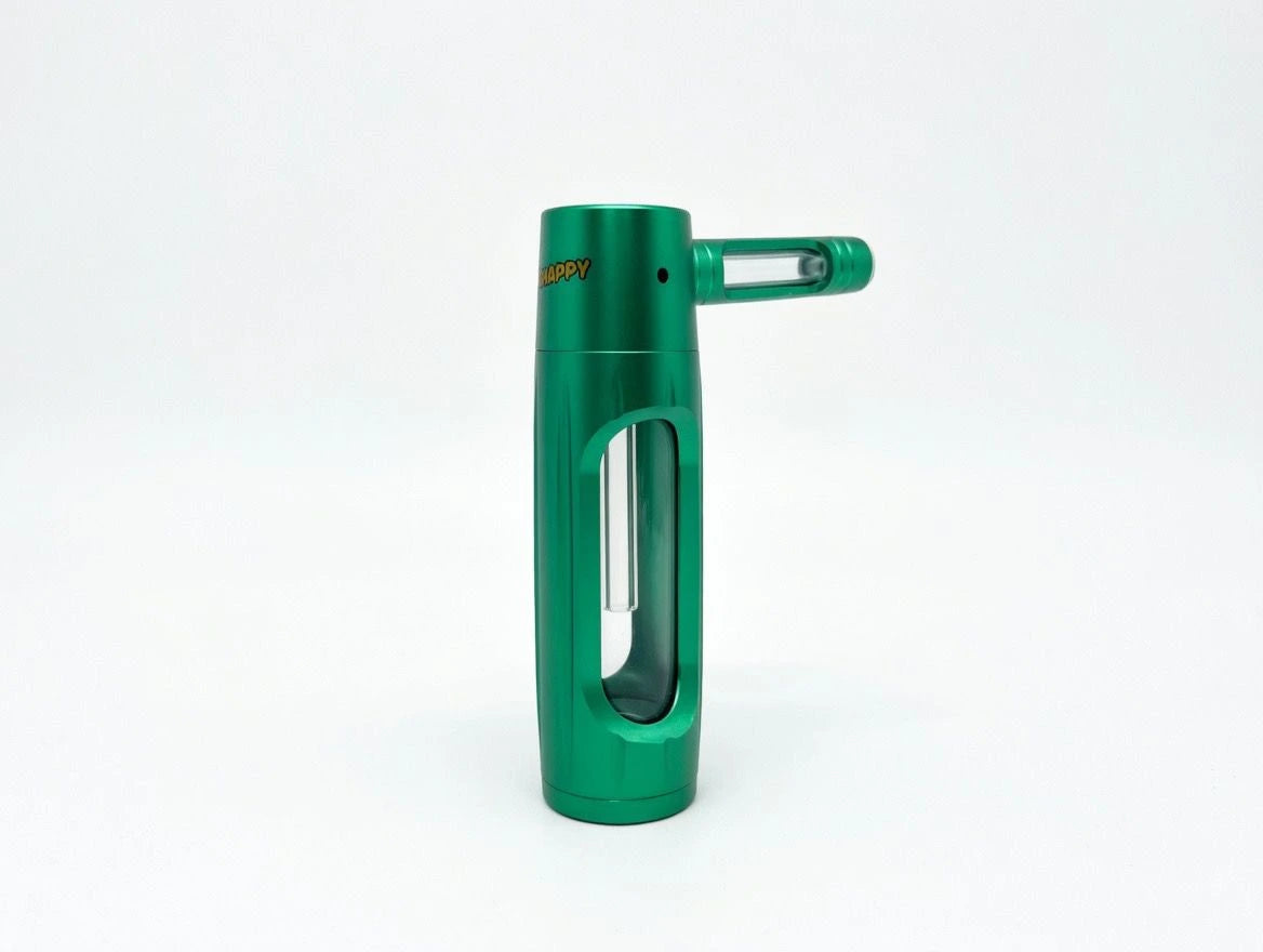 Grüner tragbarer Bubbler-Pfeifen von Highappy mit klarer Glasdesign, ideal zum Rauchen unterwegs