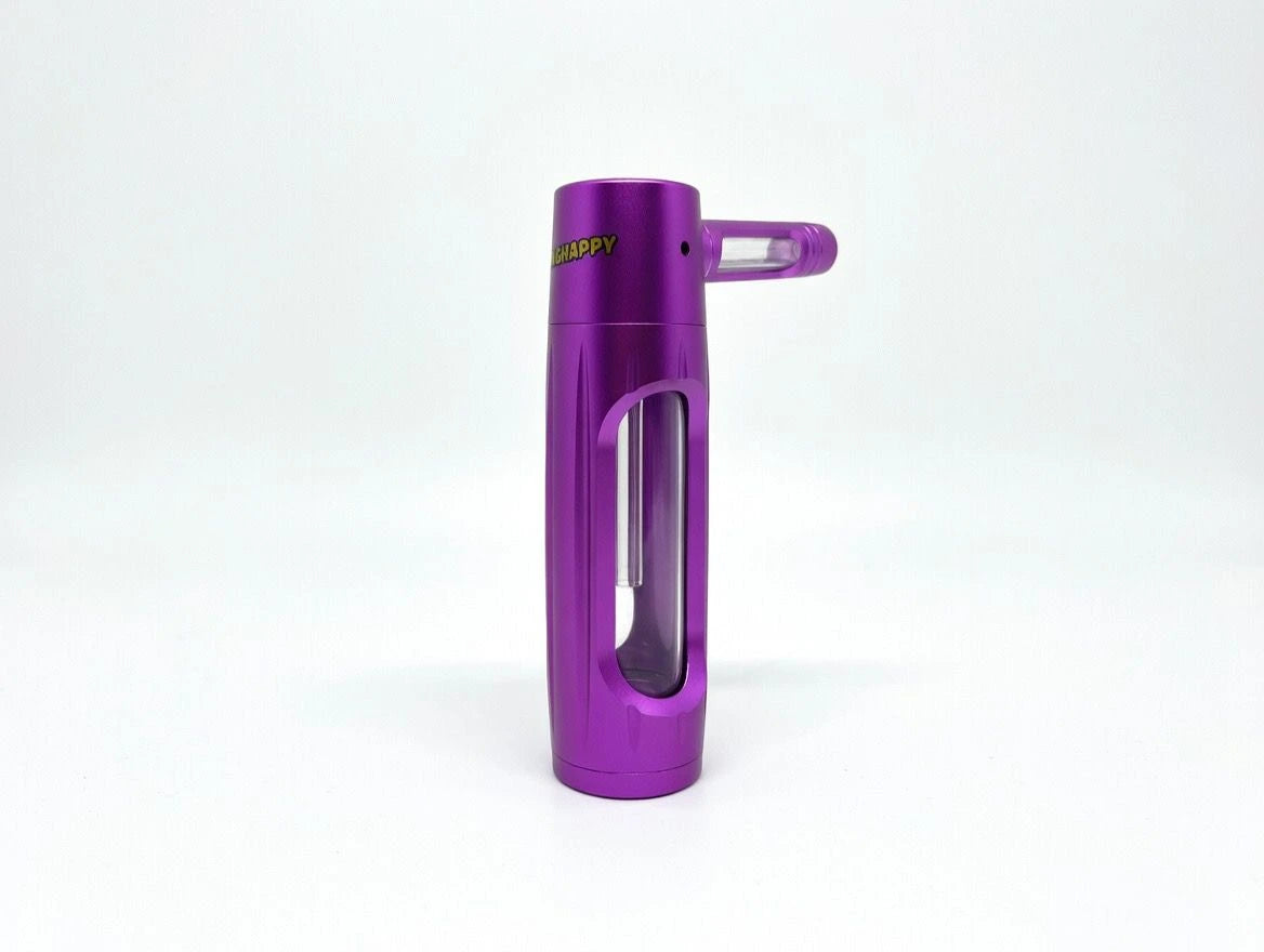Lila tragbarer Bubbler von Highappy, handliche Pfeife mit Wasserfilter für ein angenehmes Raucherlebnis, Nahaufnahme