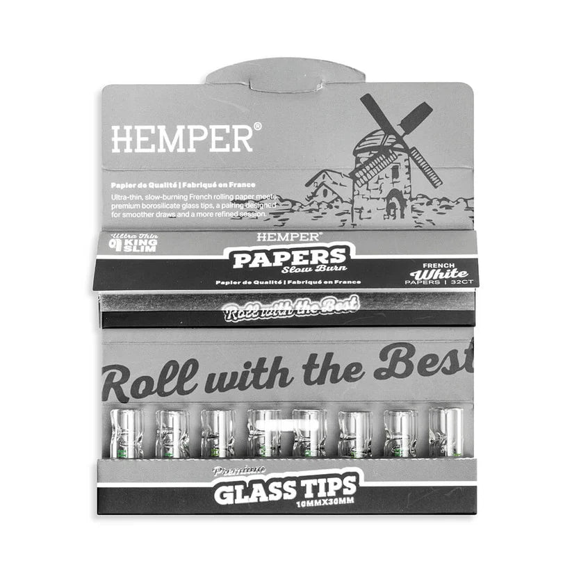 Kingsize Classic White Paper + 10mm Glass Tips
